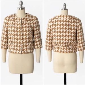 Michael Kors Tan White Houndstooth Jacket